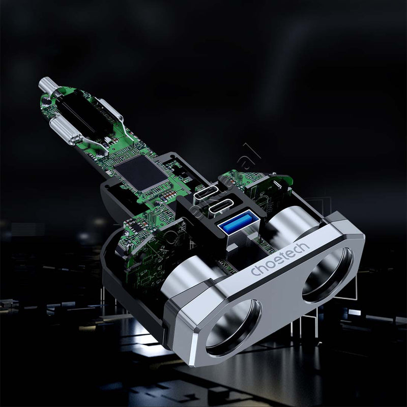 Adaptor Karikimi 200W Per Makine Me 2 Porta Type-C Dhe 1 Porte USB Choetech
