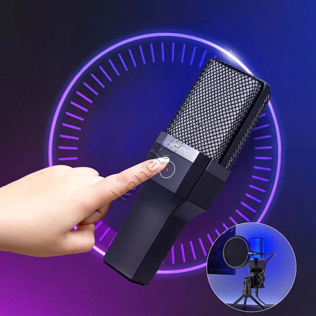 Mikrofon Cardioid Me Drita RGB Për Regjistrim Profesional të Zërit