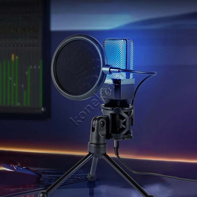 Mikrofon Cardioid Me Drita RGB Për Regjistrim Profesional të Zërit
