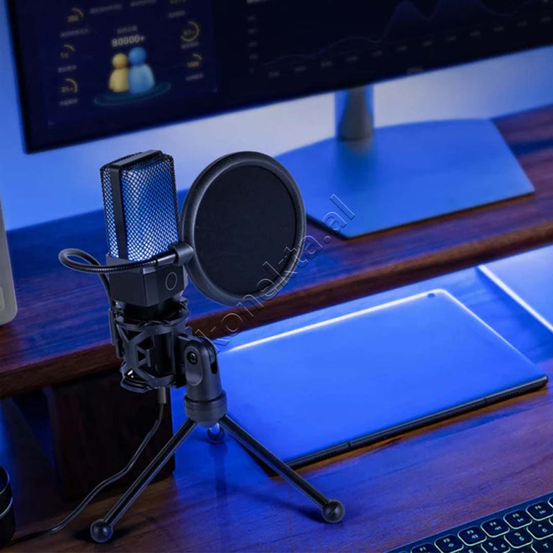 Mikrofon Cardioid Me Drita RGB Për Regjistrim Profesional të Zërit