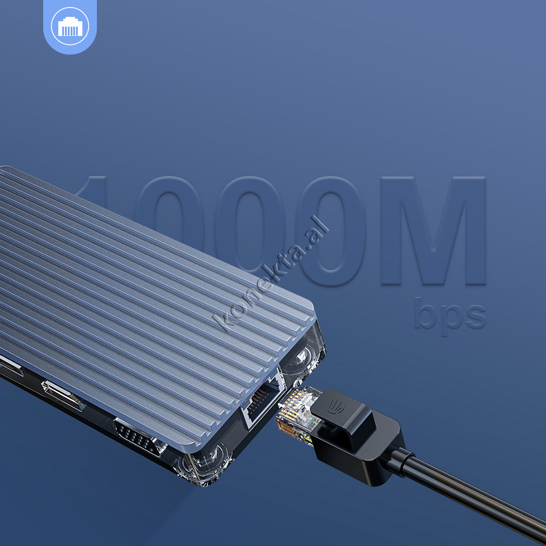 Adaptor Me Shumë Porta 8 Në 1 Orico Për Laptop/Celular Me Portë Type-C
