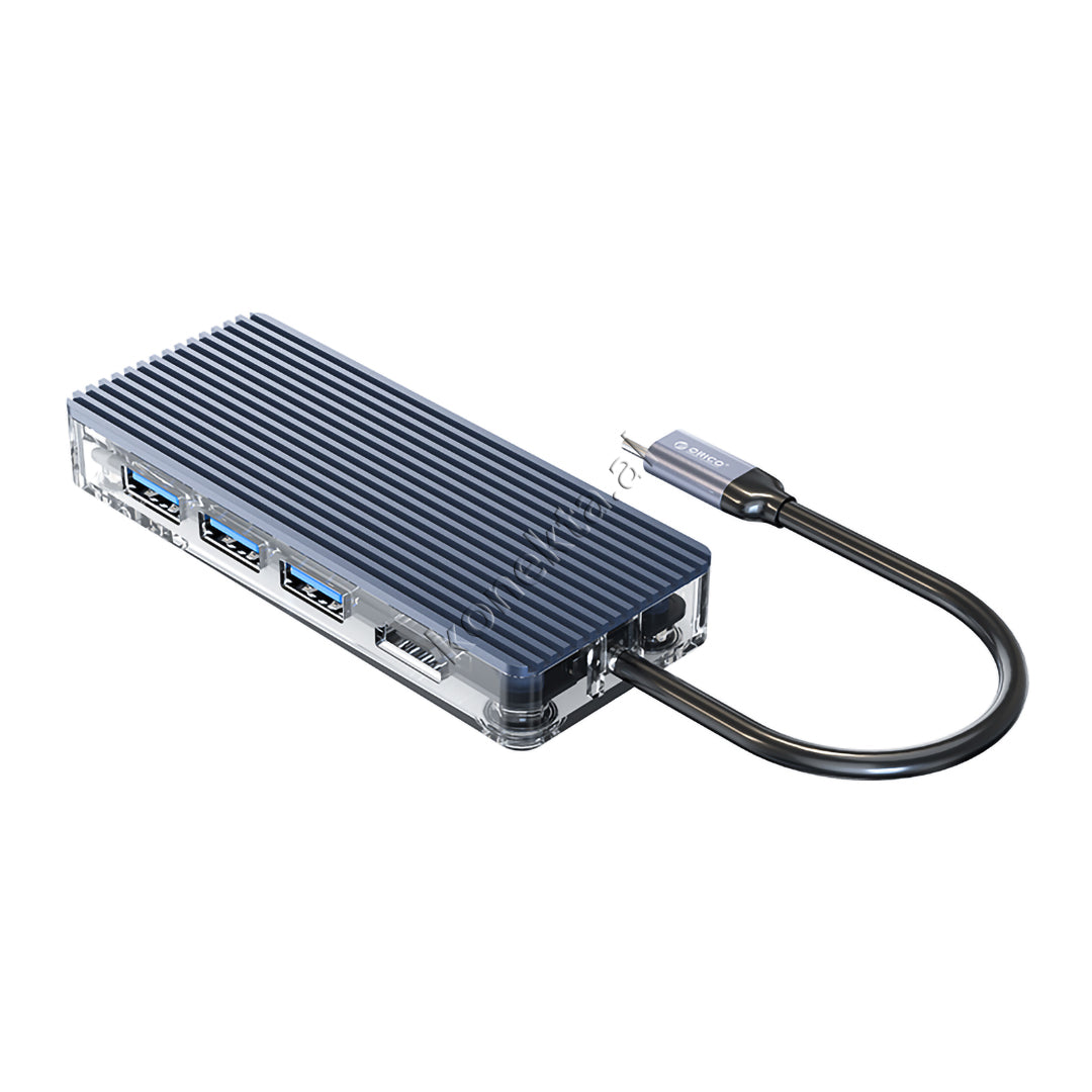 Adaptor Me Shumë Porta 8 Në 1 Orico Për Laptop/Celular Me Portë Type-C