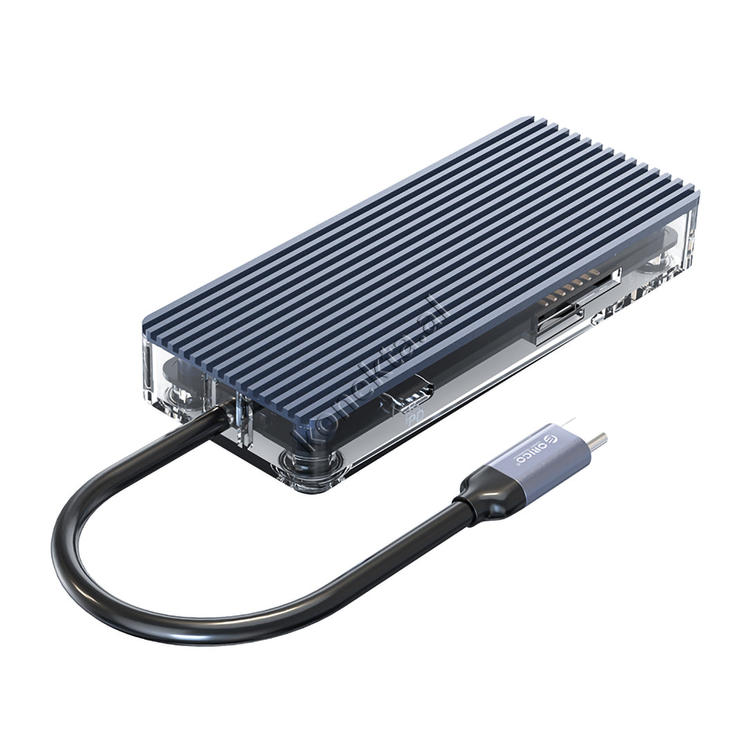 Adaptor Me Shumë Porta 8 Në 1 Orico Për Laptop/Celular Me Portë Type-C