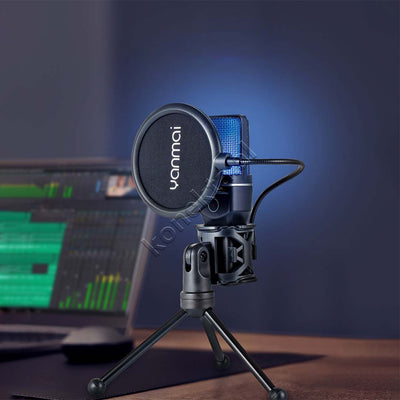 Mikrofon Cardioid Me Drita RGB Për Regjistrim Profesional të Zërit