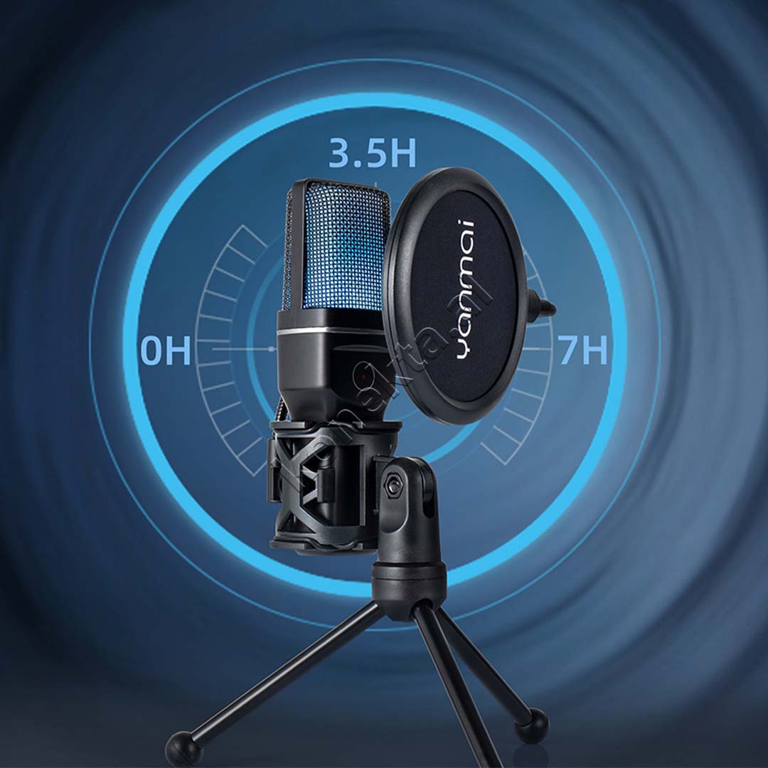 Mikrofon Cardioid Me Drita RGB Për Regjistrim Profesional të Zërit