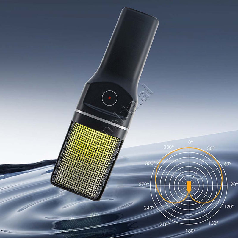 Mikrofon Cardioid Me Drita RGB Për Regjistrim Profesional të Zërit