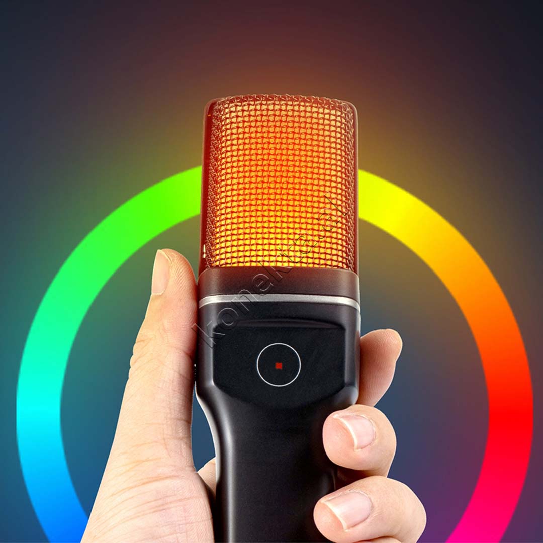Mikrofon Cardioid Me Drita RGB Për Regjistrim Profesional të Zërit
