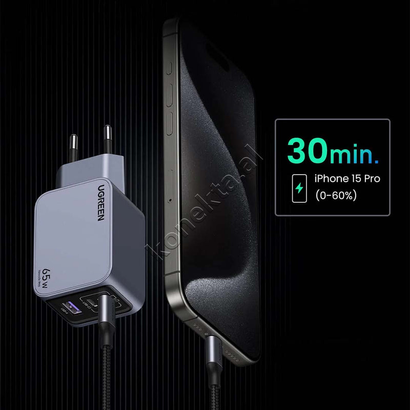 Adaptor Karikimi Nexode Pro 65W UGreen Me Porte USB-A & 2xUSB-C