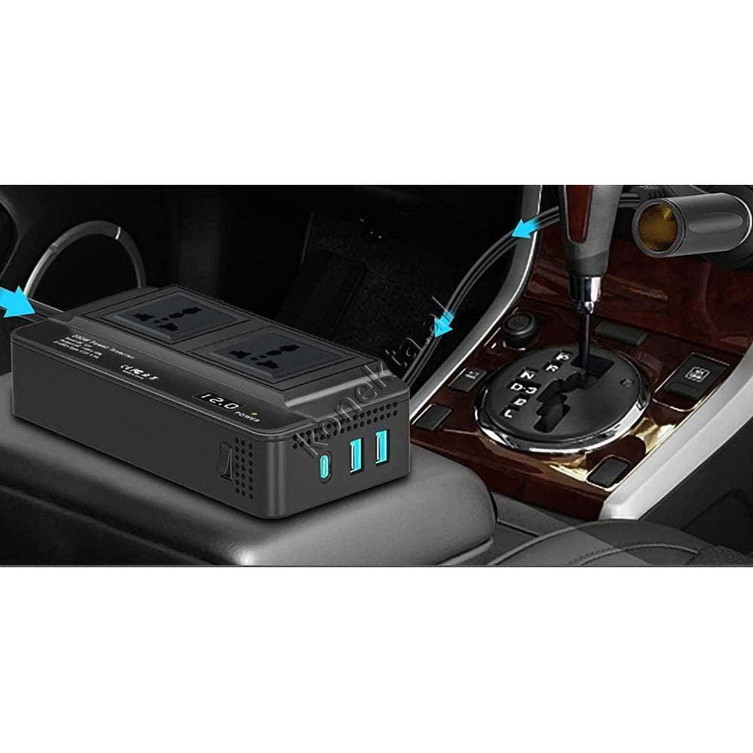 Konvertues Energjie 200W XO Me 3 Porta Karikimi dhe 2 Priza