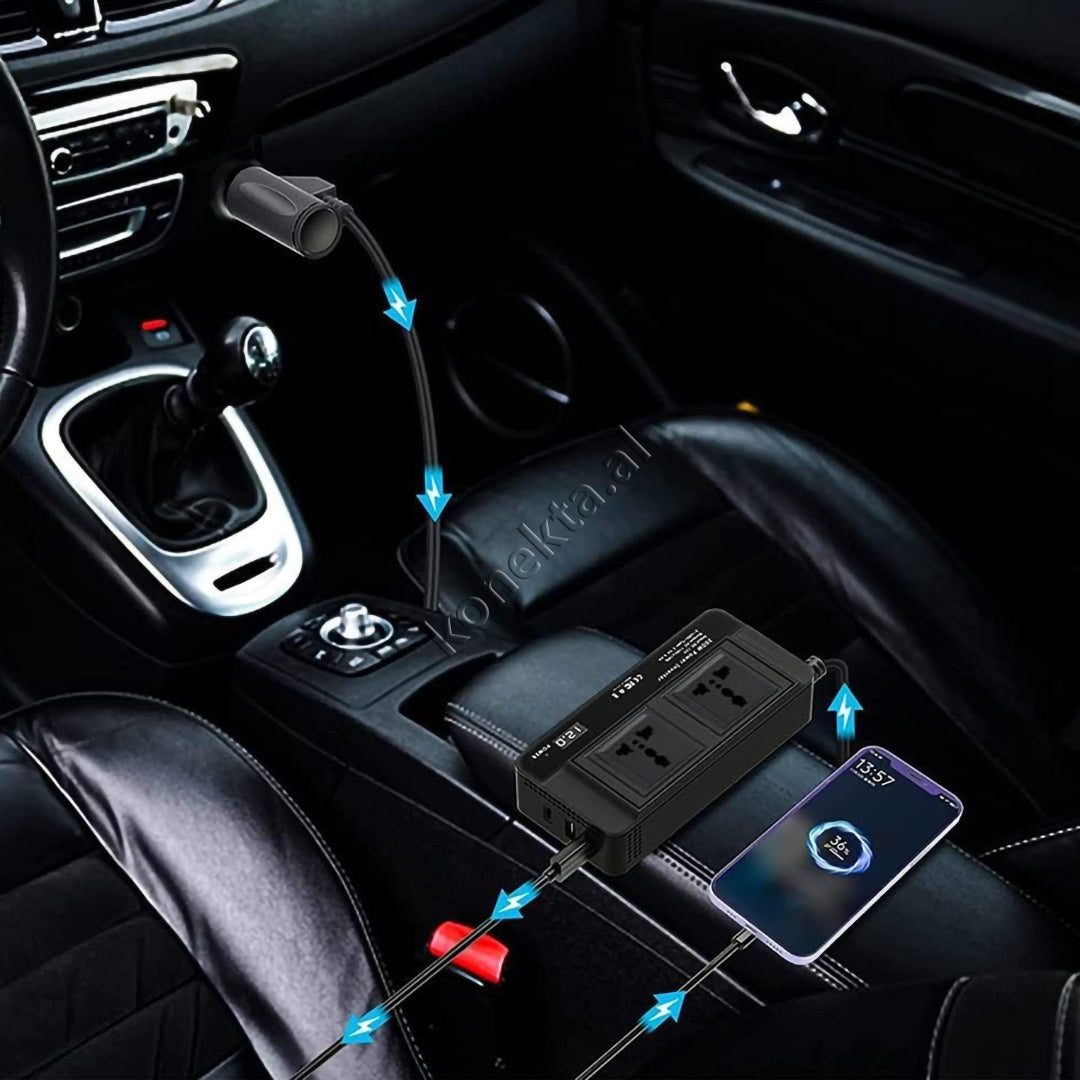 Konvertues Energjie 200W XO Me 3 Porta Karikimi dhe 2 Priza