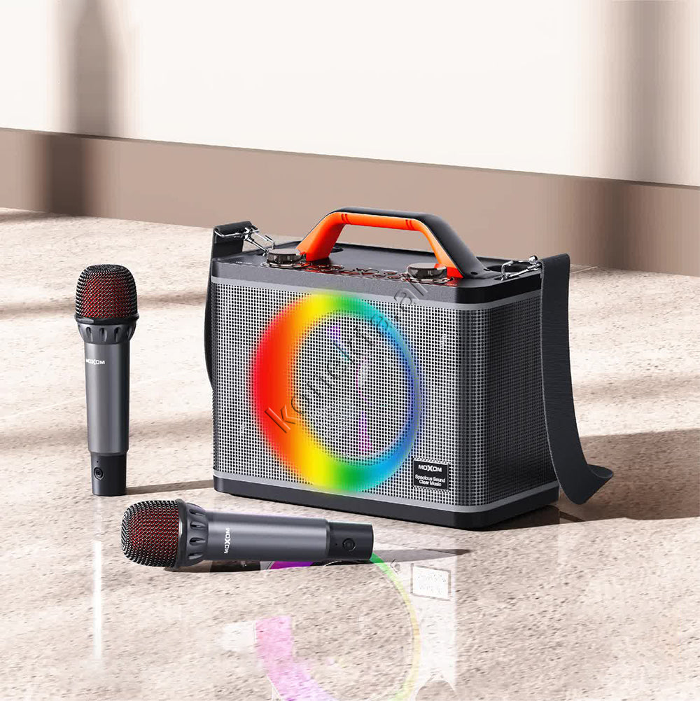 Boks Me Bluetooth 30W Moxom Me Super Bass + Dy Mikrofona Per Karaoke/Fjalime etj