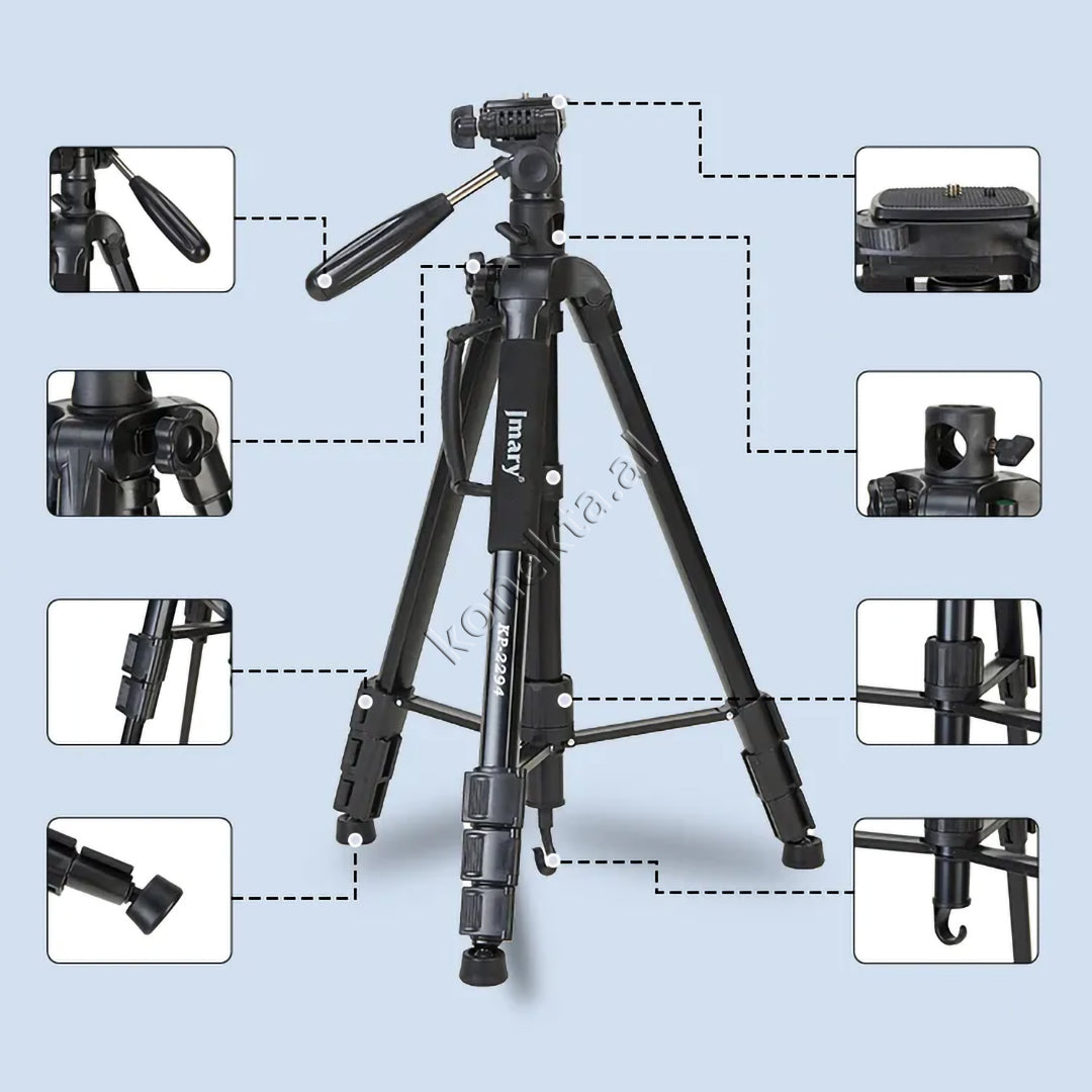 Trekëmbesh (Tripod) Profesional i Çmontueshëm për Regjistrime Dinamike Vertikale dhe Horizontale si Monopod me Gjatësi dhe Kënd Të Gradueshëm për Kamera, Telefon, Tablet ,GoPro, SLR,  Etj.