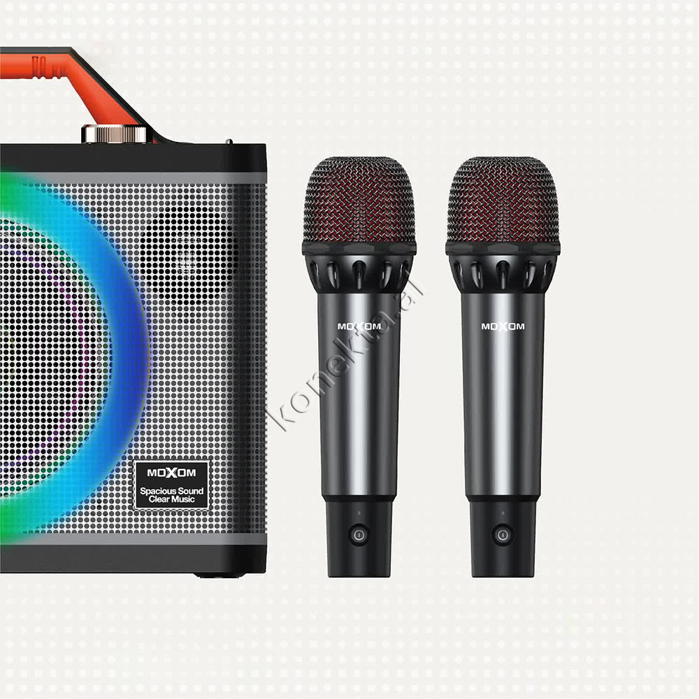 Boks Me Bluetooth 30W Moxom Me Super Bass + Dy Mikrofona Per Karaoke/Fjalime etj