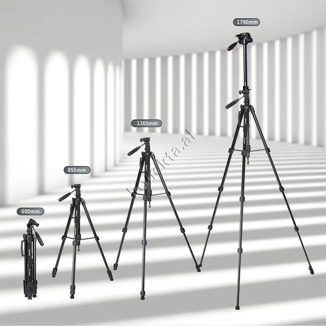 Trekëmbesh (Tripod) Profesional i Çmontueshëm për Regjistrime Dinamike Vertikale dhe Horizontale si Monopod me Gjatësi dhe Kënd Të Gradueshëm për Kamera, Telefon, Tablet ,GoPro, SLR,  Etj.
