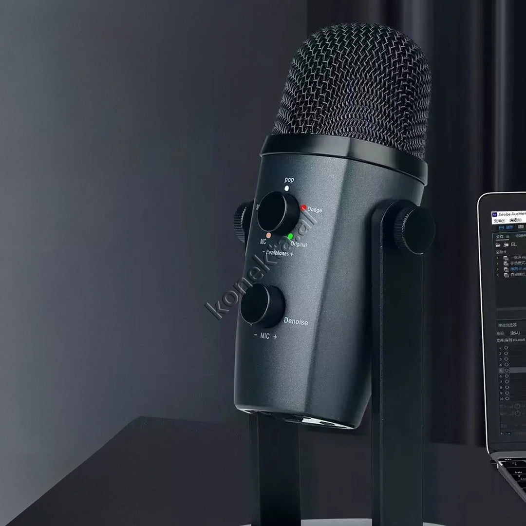 Mikrofon Profesional Cardioid Me Reduktin Inteligjent të Zhurmave Për Regjistrim të Pastër të Zërit në Telefon/Tablet/ Laptop/Kompjuter