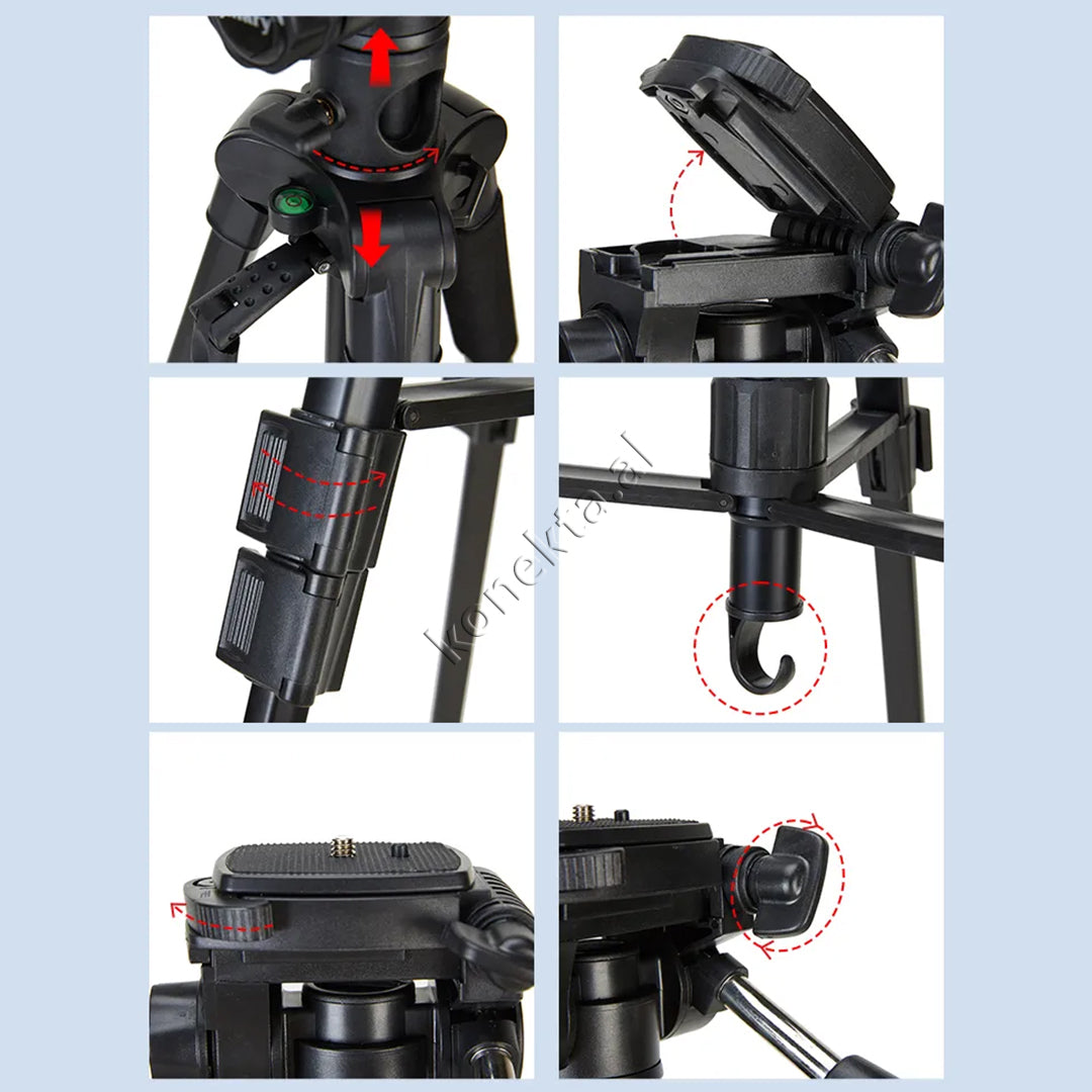 Trekëmbesh (Tripod) Profesional i Çmontueshëm për Regjistrime Dinamike Vertikale dhe Horizontale si Monopod me Gjatësi dhe Kënd Të Gradueshëm për Kamera, Telefon, Tablet ,GoPro, SLR,  Etj.