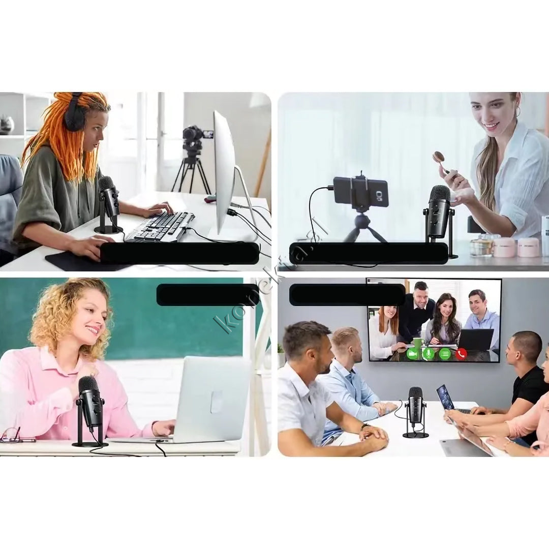 Mikrofon Profesional Cardioid Me Reduktin Inteligjent të Zhurmave Për Regjistrim të Pastër të Zërit në Telefon/Tablet/ Laptop/Kompjuter