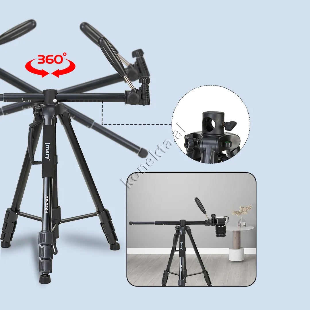Trekëmbesh (Tripod) Profesional i Çmontueshëm për Regjistrime Dinamike Vertikale dhe Horizontale si Monopod me Gjatësi dhe Kënd Të Gradueshëm për Kamera, Telefon, Tablet ,GoPro, SLR,  Etj.