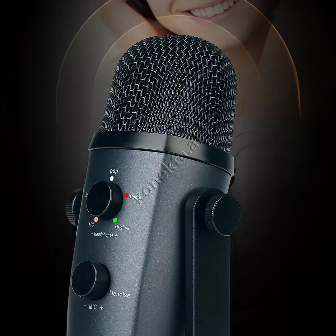 Mikrofon Profesional Cardioid Me Reduktin Inteligjent të Zhurmave Për Regjistrim të Pastër të Zërit në Telefon/Tablet/ Laptop/Kompjuter