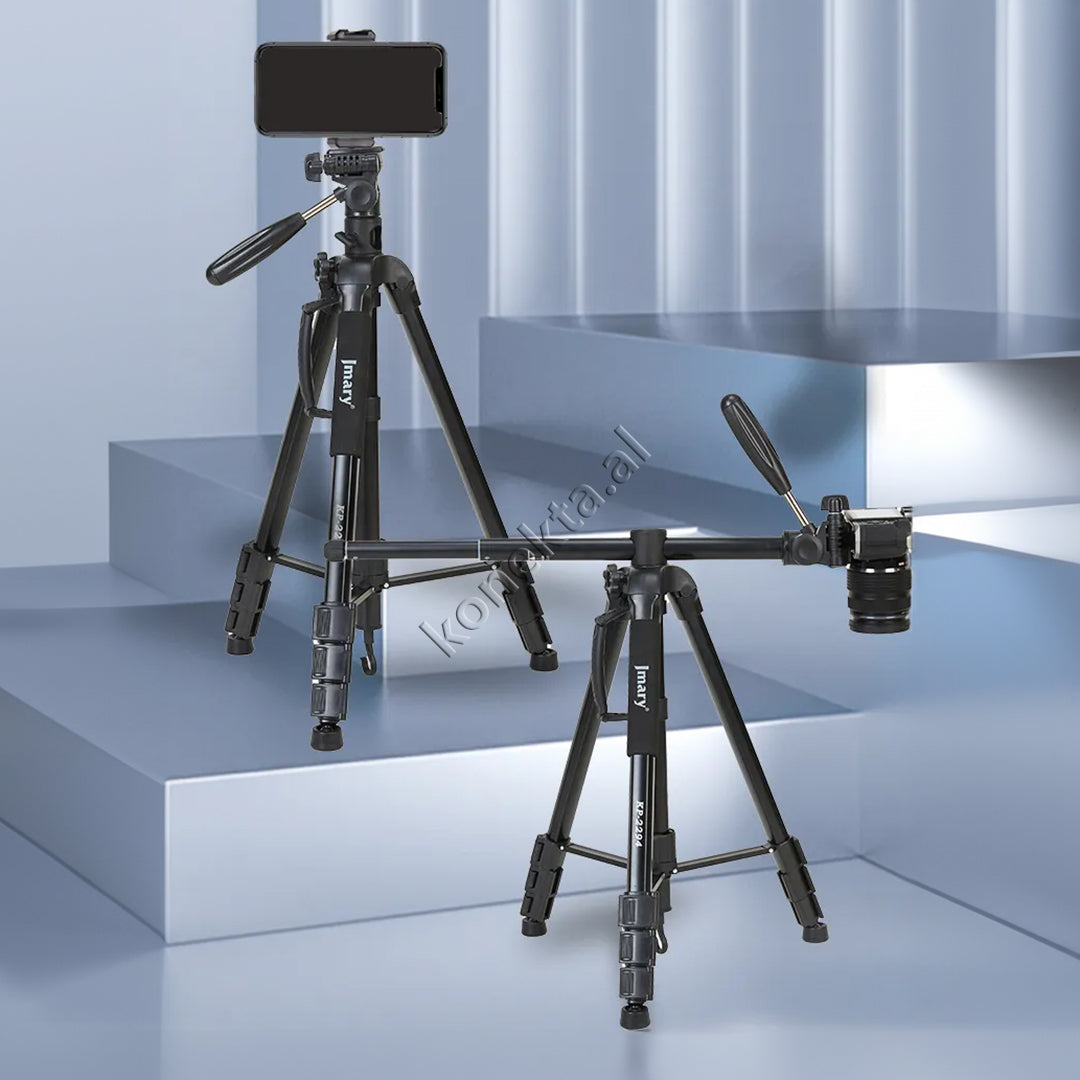 Trekëmbesh (Tripod) Profesional i Çmontueshëm për Regjistrime Dinamike Vertikale dhe Horizontale si Monopod me Gjatësi dhe Kënd Të Gradueshëm për Kamera, Telefon, Tablet ,GoPro, SLR,  Etj.