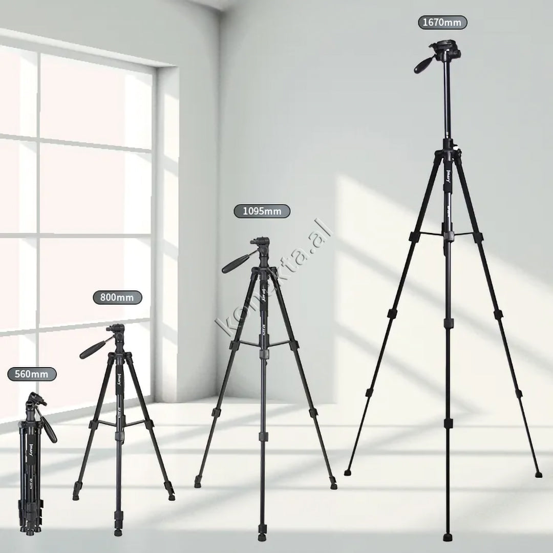 Trekëmbesh (Tripod) Profesional i Çmontueshëm si Monopod me Gjatësi dhe Kënd Të Gradueshëm për Kamera, Telefon, Tablet ,GoPro, SLR,  Etj.