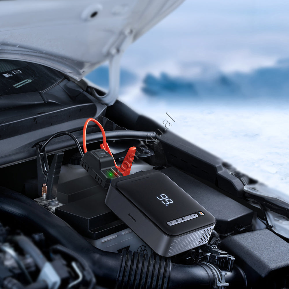 Bateri E Jashtme Multifunksionale Baseus 8800mAh Me Pompe Per Goma Dhe Starter Ne Raste Emergjente