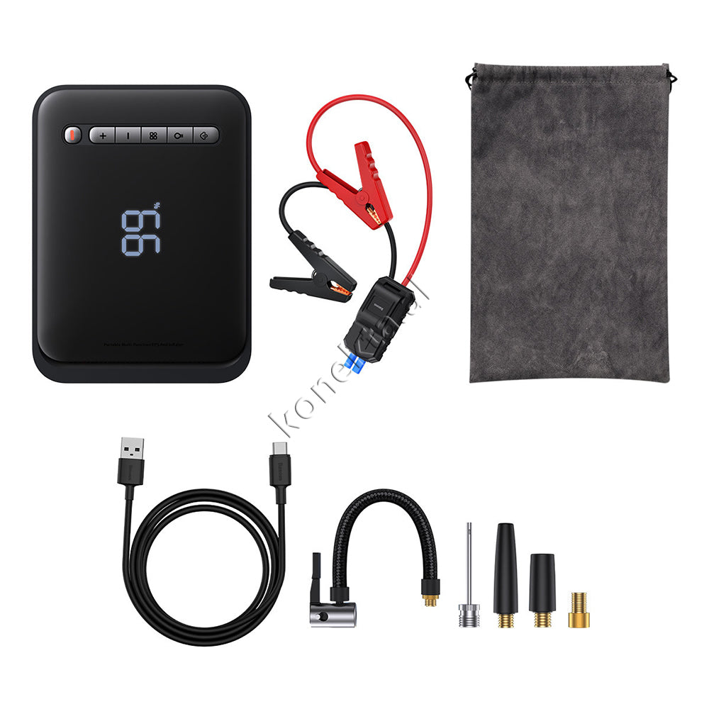 Bateri E Jashtme Multifunksionale Baseus 8800mAh Me Pompe Per Goma Dhe Starter Ne Raste Emergjente