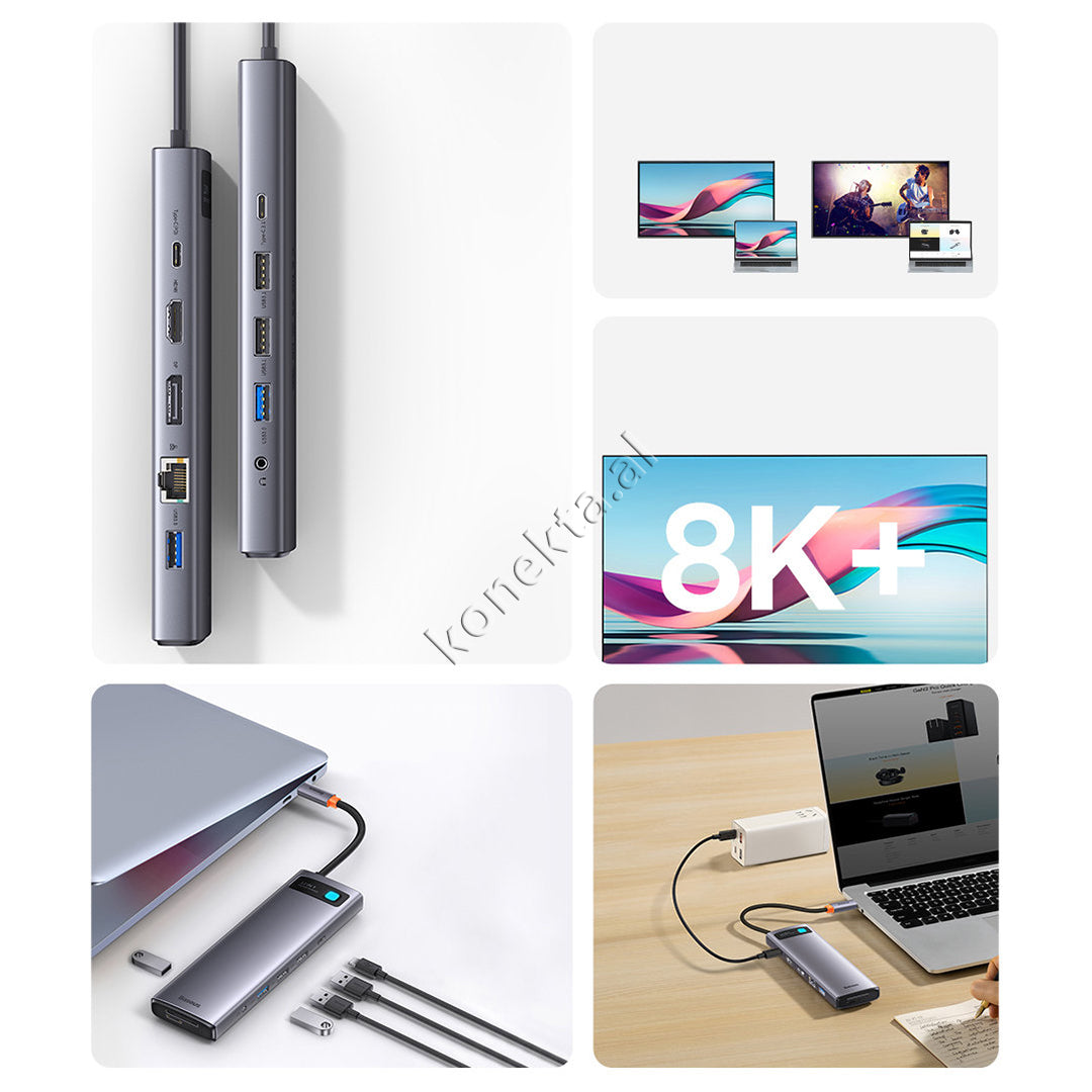 Adaptor i Sofistikuar Modern Type-C Me 12 Porta Multifunksionale Per Telefon / Tablet / Laptop