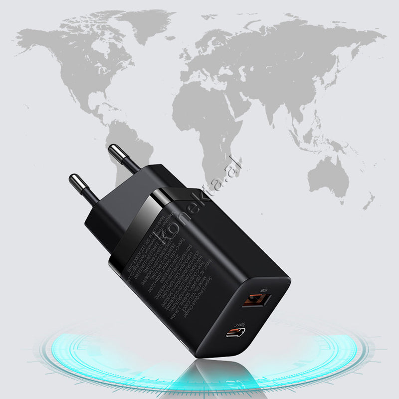 Adaptor Karikimi Fast Charge Baseus Me Porte USB & Type-C 30W