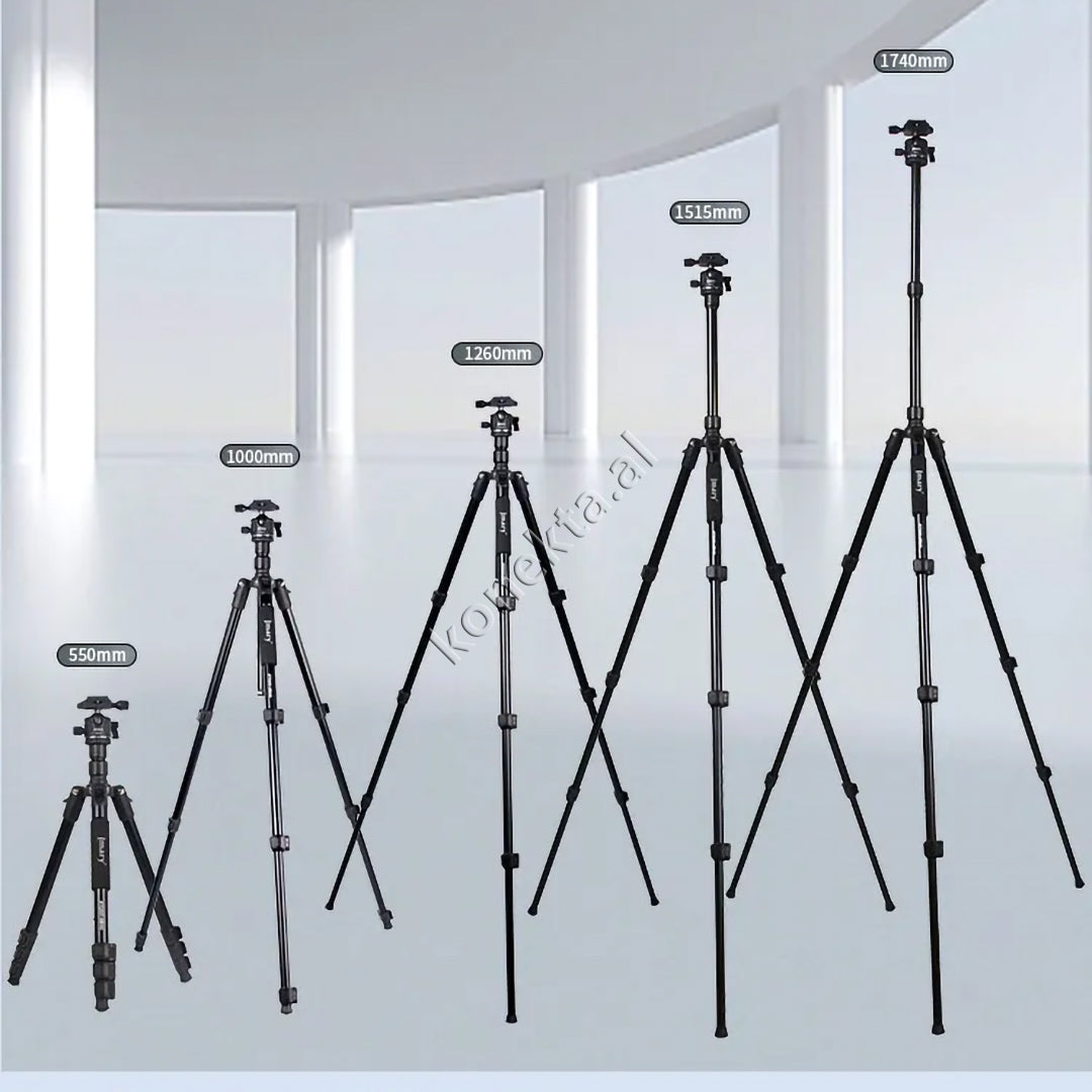 Trekëmbesh (Tripod) i Çmontueshëm si Monopod me Kokë Profesionale  dhe Gjatësi e Kënd Të Gradueshëm për Kamera, Telefon, Tablet ,GoPro, SLR,  Etj.