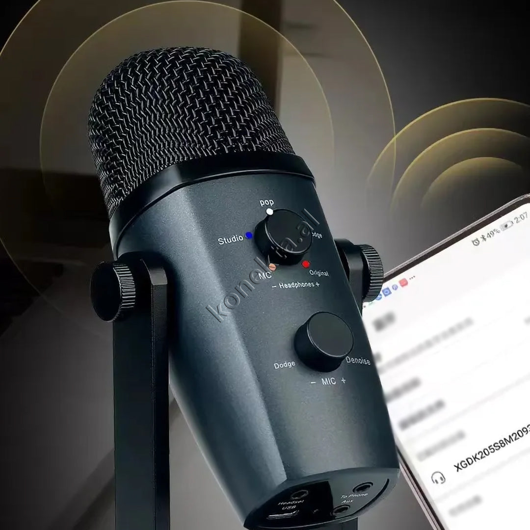 Mikrofon Profesional Cardioid Me Reduktin Inteligjent të Zhurmave Për Regjistrim të Pastër të Zërit në Telefon/Tablet/ Laptop/Kompjuter