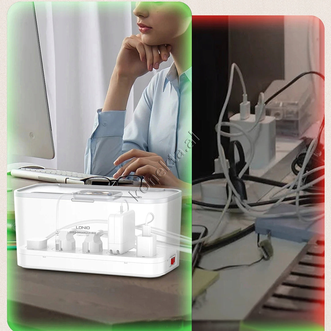 Kuti Organizimi Tavoline Me Multiprizë 5 Vendeshe, Karikim Wireless, 3 Porta Karikimi Dhe Dizenjim Si Mbeshtetese