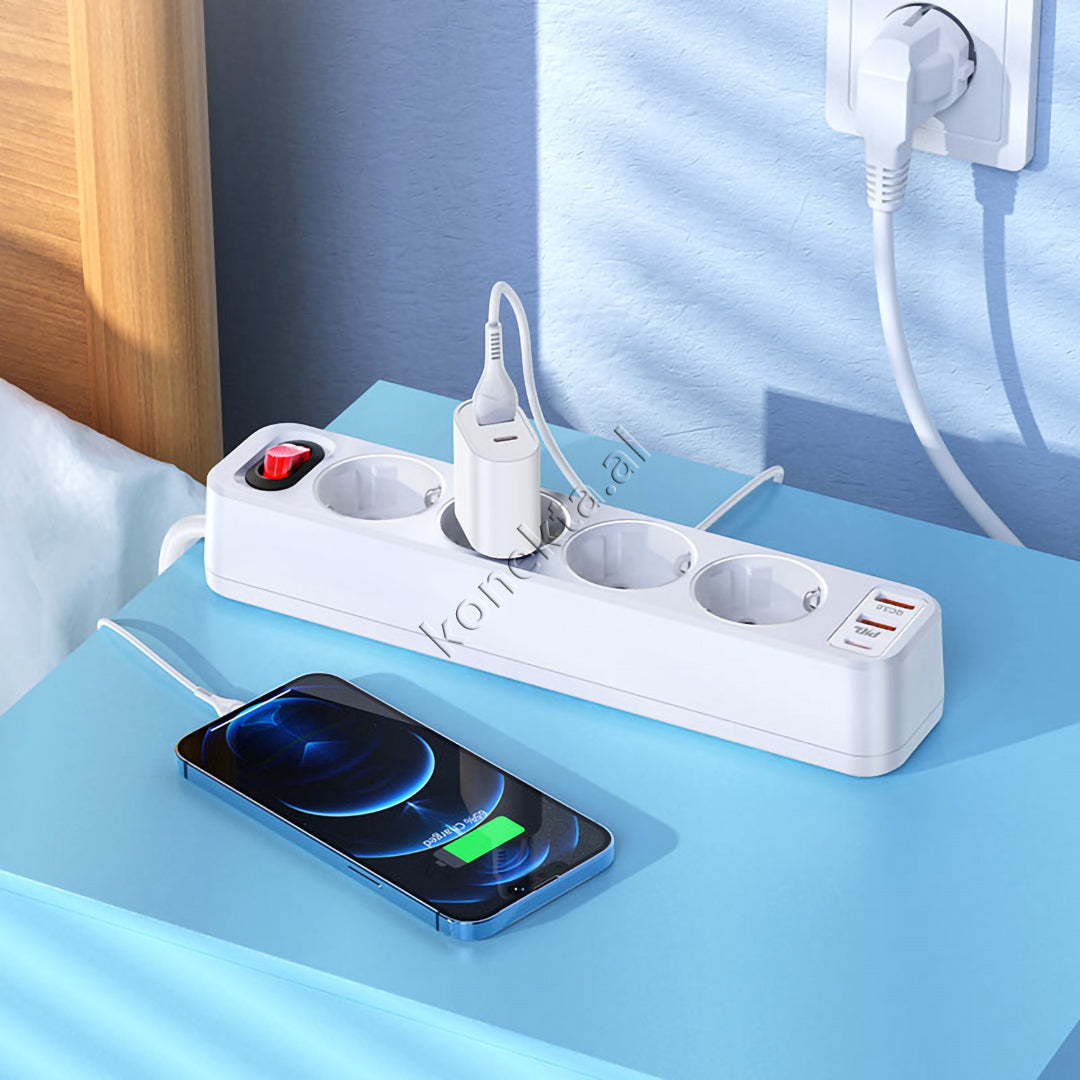 Multiprize 4 Vendeshe 4000W Me 3 Porta USB Dhe Type-C