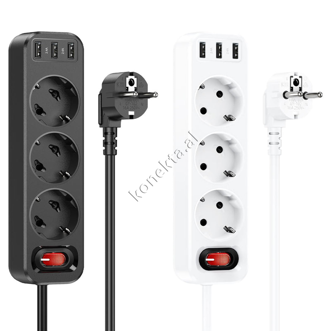 Multiprize 3 Vendeshe 4000W Me 3 Porta USB 2.4A