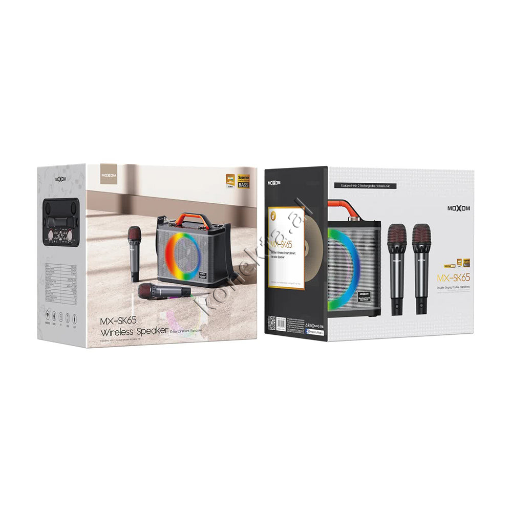 Boks Me Bluetooth 30W Moxom Me Super Bass + Dy Mikrofona Per Karaoke/Fjalime etj