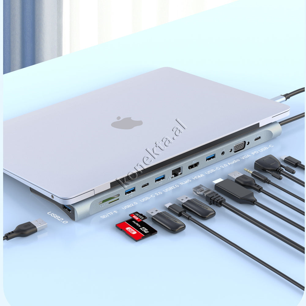 Adaptor Me Shume Porta Per Laptop 12 Ne 1 Me Porte Type-C XO