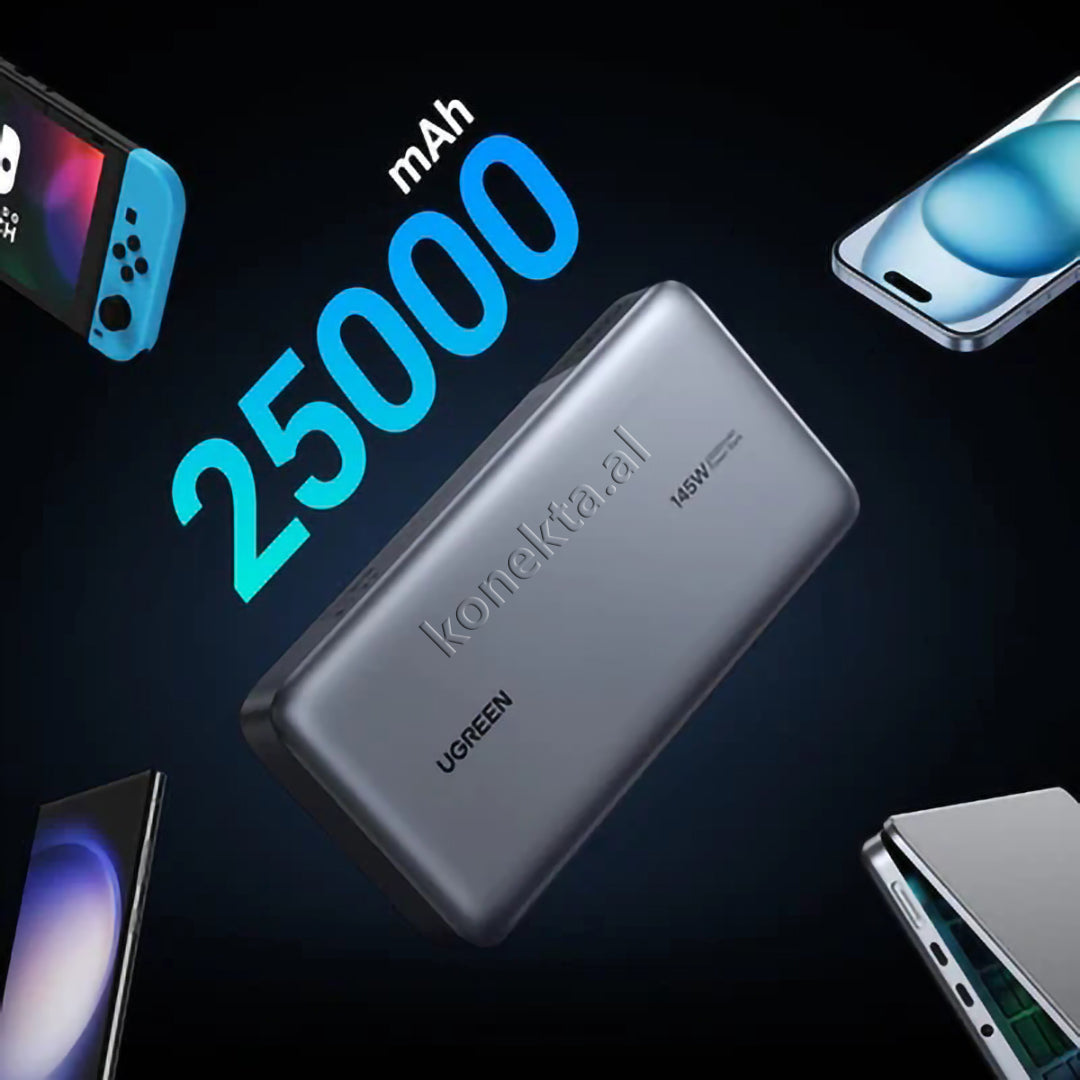 Bateri E Jashtme UGreen 25000mAh Me 3 Porta Dhe Karikim Te Shpejte 145W