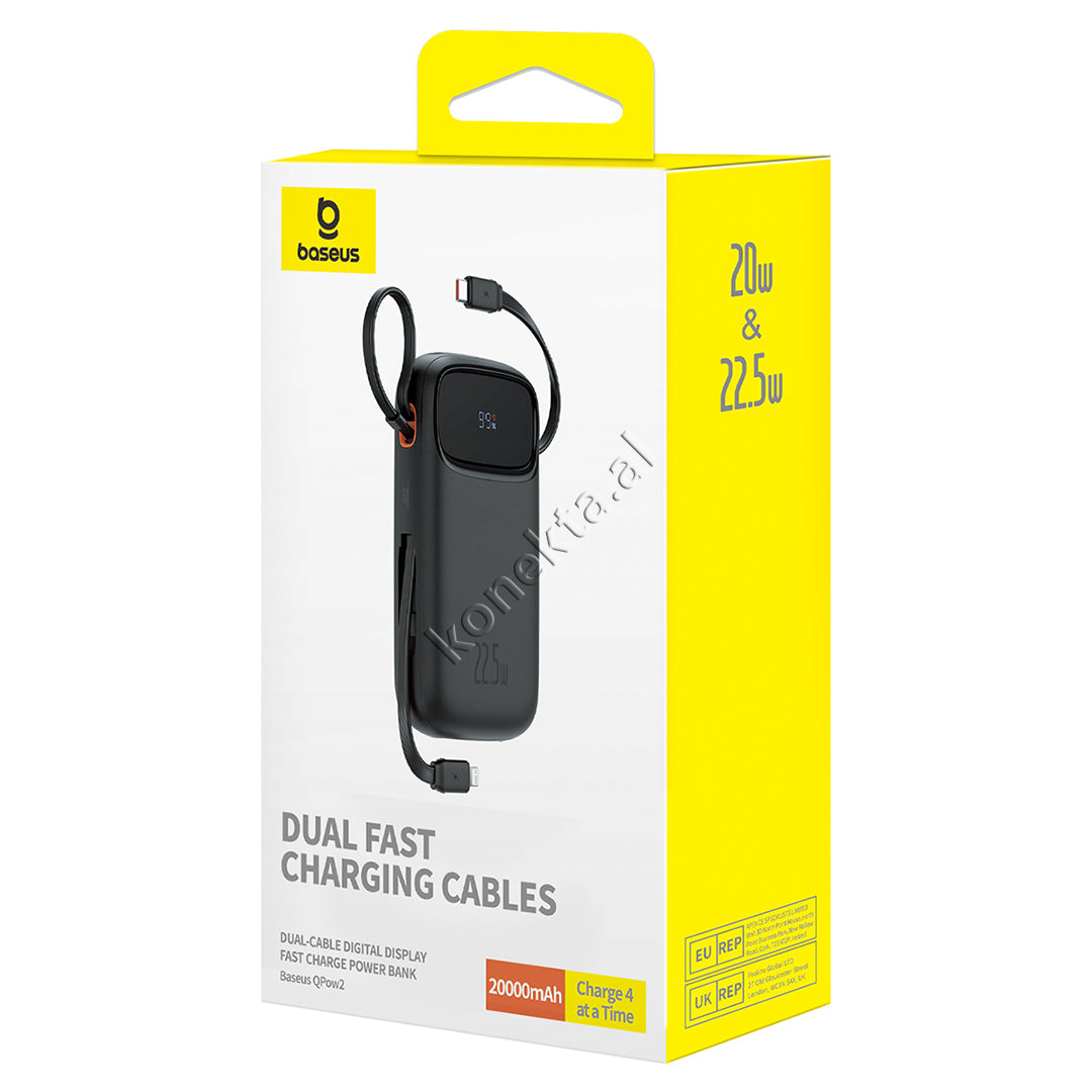 Bateri E Jashtme 20000mah Me 2 Porta Karikimi Dhe Kabllo Lightning & Type-C Te Integruar