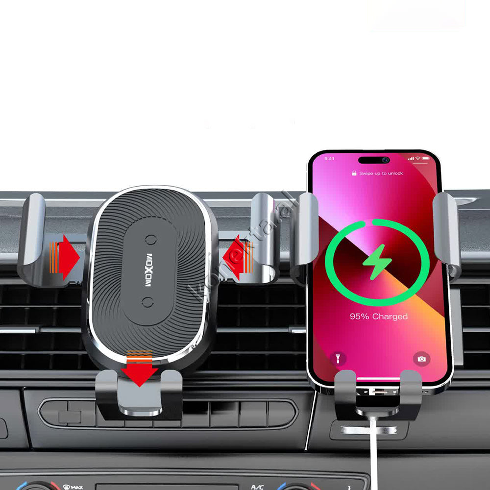 Mbajtese Celulari Per Makine Me Karikim Wireless 15W Moxom