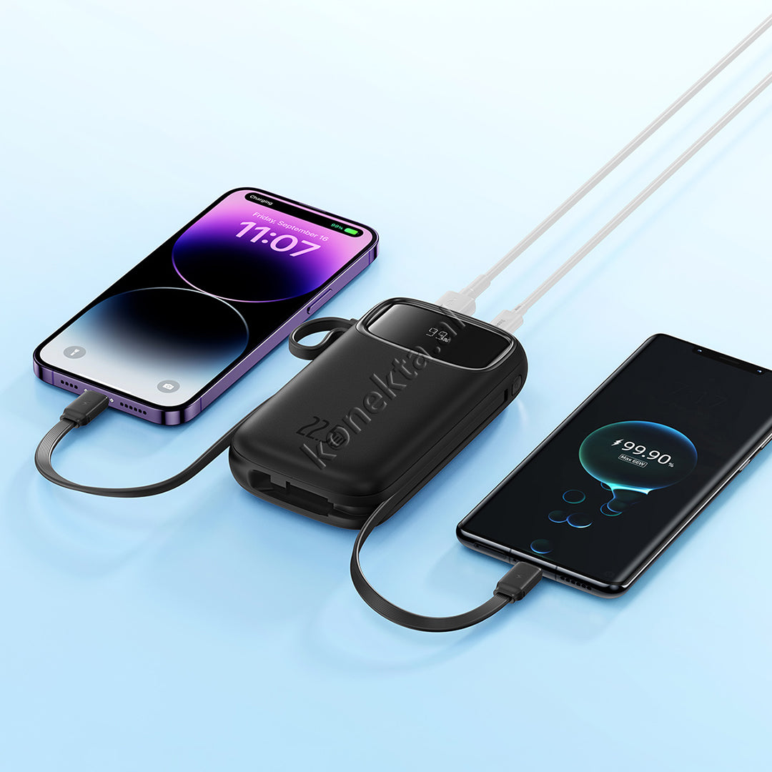 Bateri E Jashtme 20000mah Me 2 Porta Karikimi Dhe Kabllo Lightning & Type-C Te Integruar