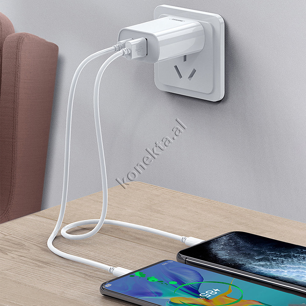 Adaptor Karikimi 2.1A me Kabell Karikimi Lightning / Micro & Type-c 1m