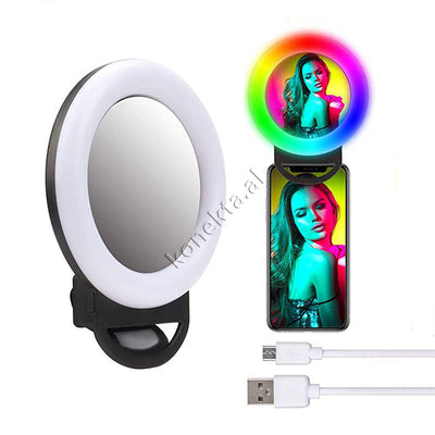 Drite Rrethore LED RGB Ring Light Qe Kapet Tek Telefoni Me Ndricim Perfekt