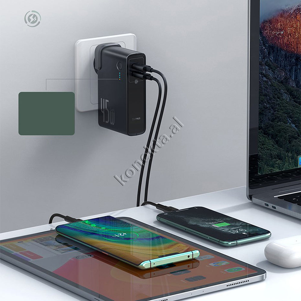 Adaptor Karikimi 2 Ne 1 Baseus 45w + Bateri E Jashtme 10000mah