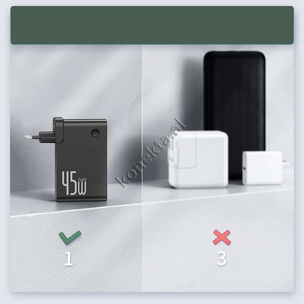 Adaptor Karikimi 2 Ne 1 Baseus 45w + Bateri E Jashtme 10000mah
