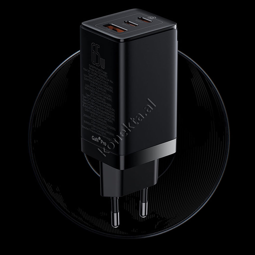 Adaptor Karikimi 65W Baseus Me 2 Porta Type-C Dhe 1 Porte USB
