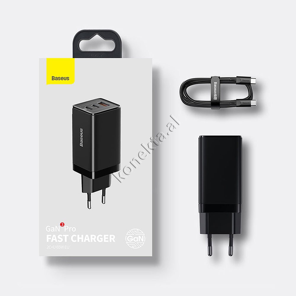 Adaptor Karikimi 65W Baseus Me 2 Porta Type-C Dhe 1 Porte USB