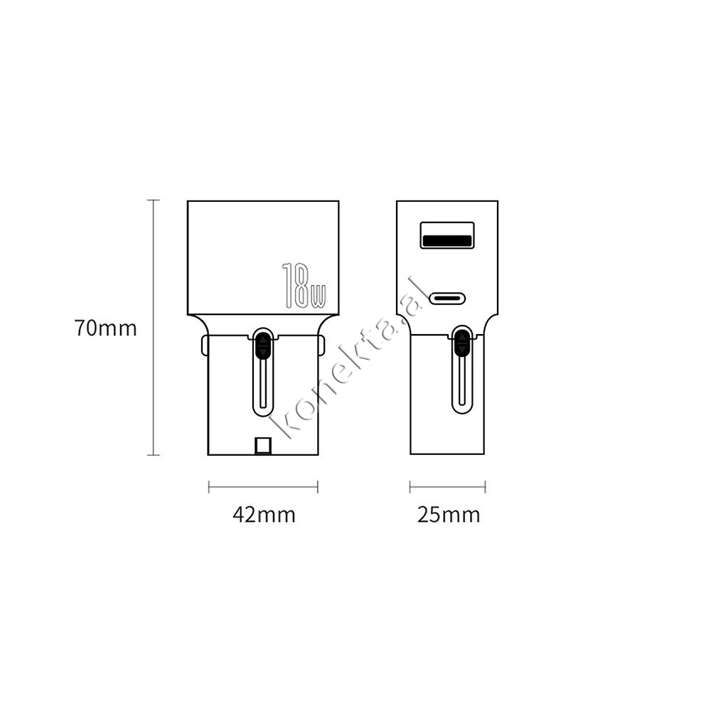 Adaptor Karikimi Universal 18w Me Karikim Te Shpejte Usb + Type-C