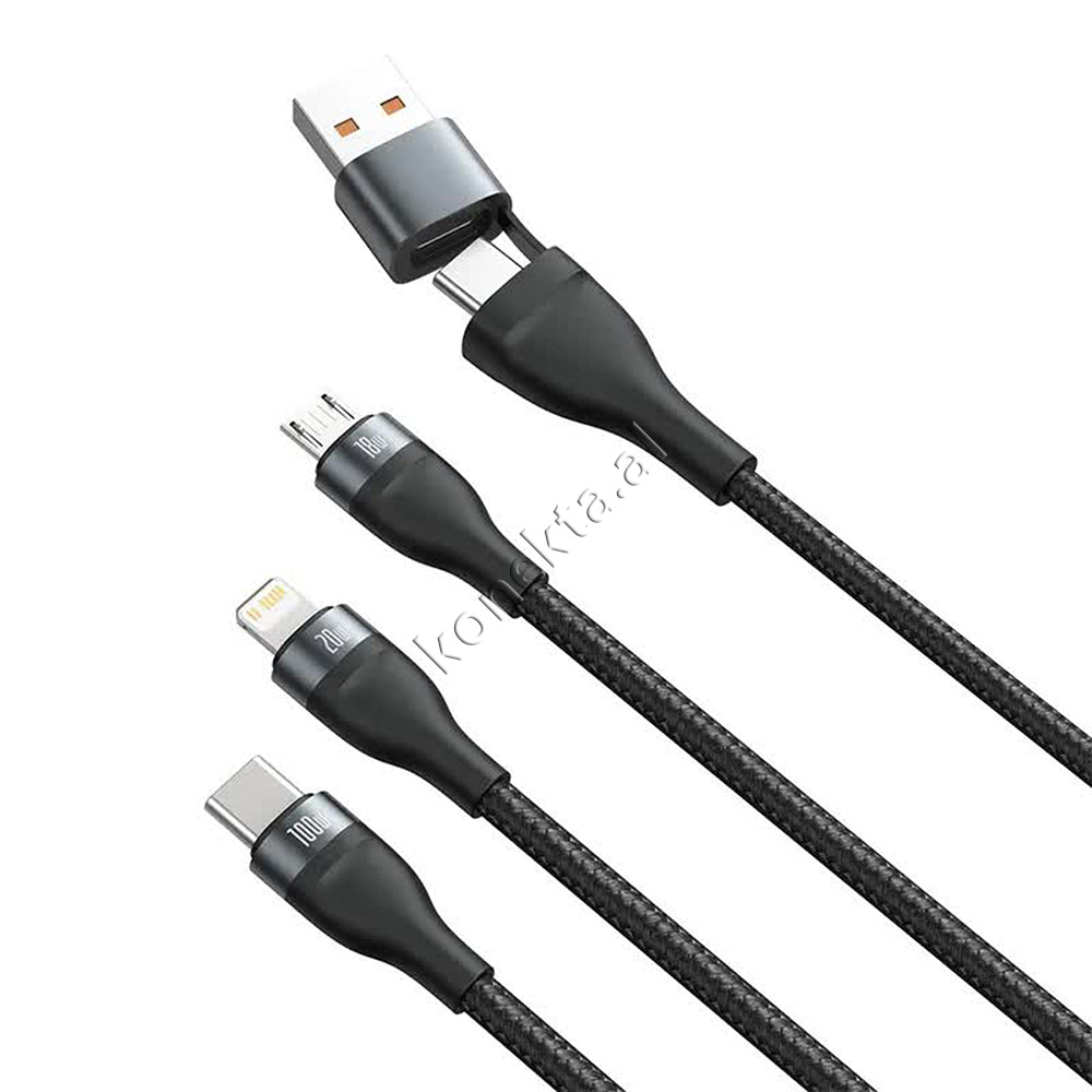 USB Kabell 2 Ne 3 Baseus 100W USB - Type-C Ne Lightning, Micro, Type-C 1.2m