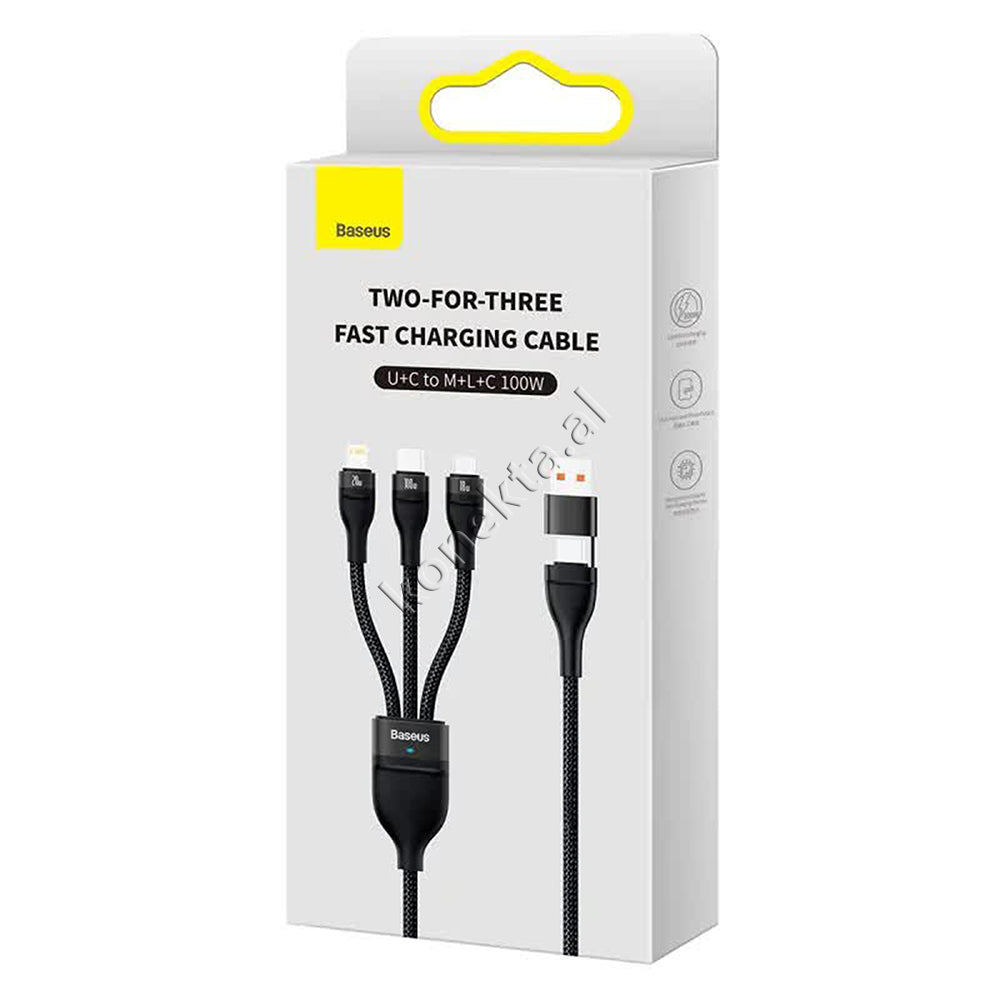 USB Kabell 2 Ne 3 Baseus 100W USB - Type-C Ne Lightning, Micro, Type-C 1.2m