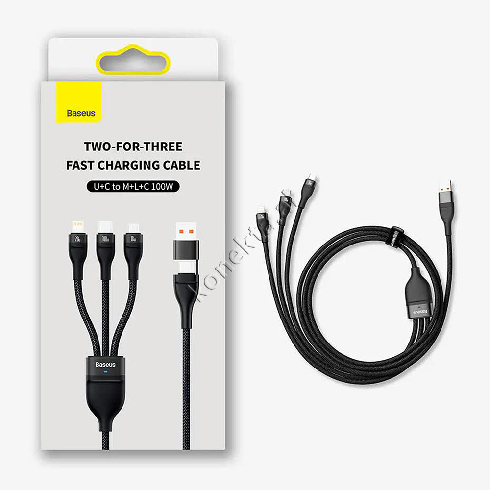 USB Kabell 2 Ne 3 Baseus 100W USB - Type-C Ne Lightning, Micro, Type-C 1.2m